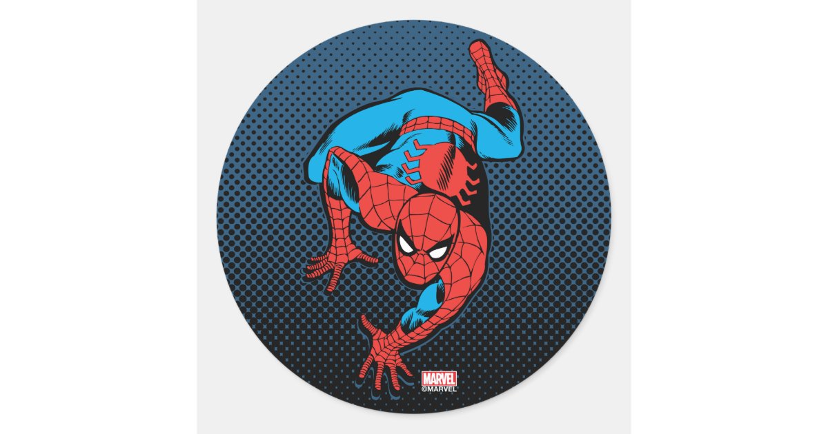 Retro Spider-Man Wall Crawl Classic Round Sticker | Zazzle