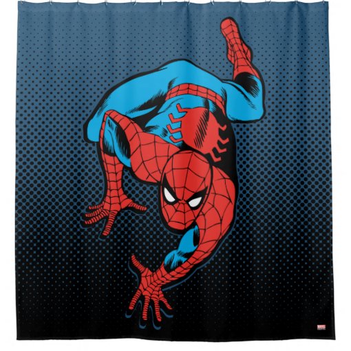 Retro Spider Man Wall Crawl Shower Curtain Zazzle