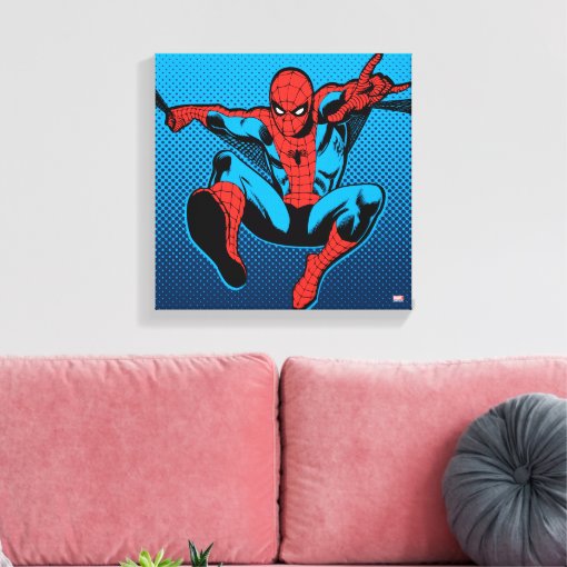 Retro Spider-Man Web Shooting Canvas Print | Zazzle