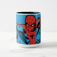 Retro Spider-Man Web Shooting Two-Tone Coffee Mug