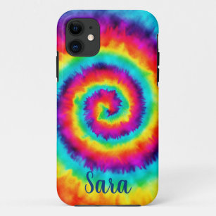 Retro Spiral Rainbow Tie Dye  iPhone 11 Case