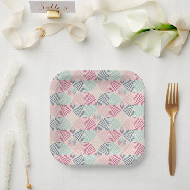 Retro Spiral Vibes Paper Plates (Wedding)