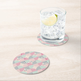 Retro Spiral Vibes Round Paper Coaster