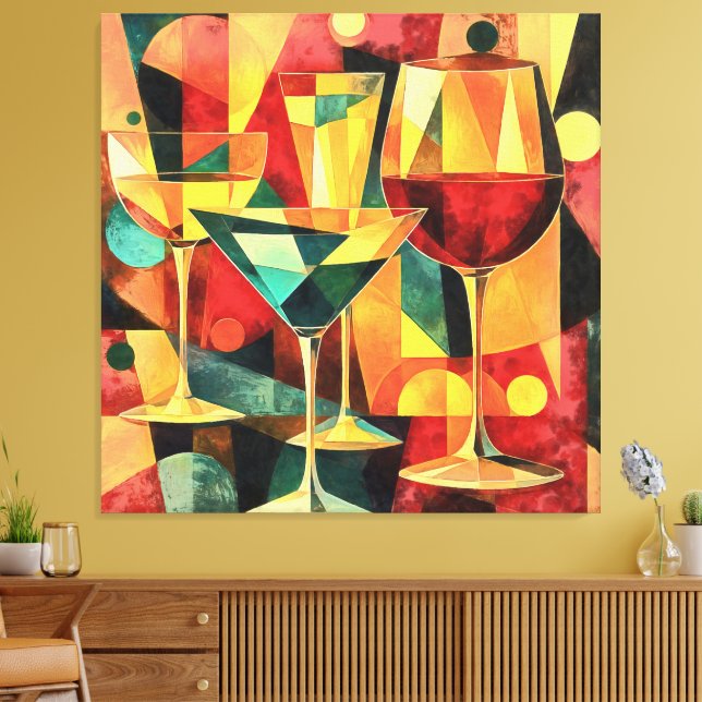 Retro Spirits in Geometry Canvas Print (Insitu(LivingRoom))