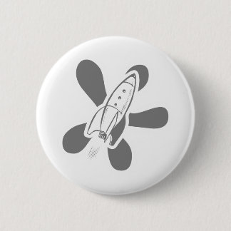 Retro Splat Rocket White Grey Button