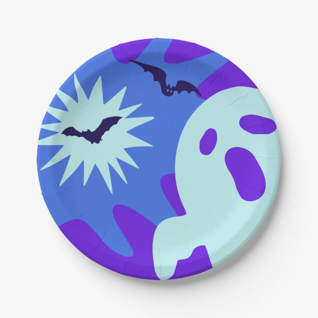 Retro Spooktacular Halloween Party Paper Plates (Front)