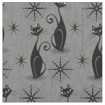 Retro Spooky Cats and Spiders on Distressed Gray Fabric