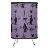 Retro Spooky Meow - Atomic Cats Distressed Purple Tripod Lamp (Left)