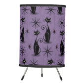 Retro Spooky Meow - Atomic Cats Distressed Purple Tripod Lamp (Front)