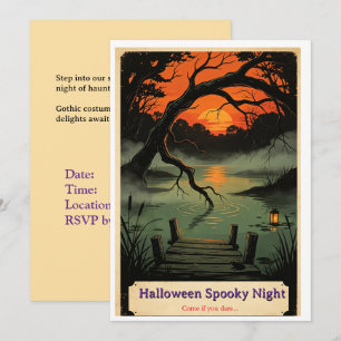 Retro Spooky Night Halloween Party Invitation
