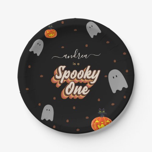 Retro Spooky One 1st Halloween Birthday Party Paper Plates