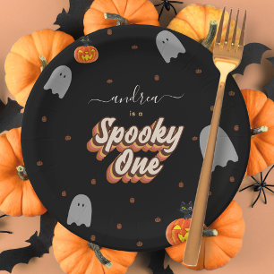 Retro Spooky One 1st Halloween Birthday Party Paper Plates