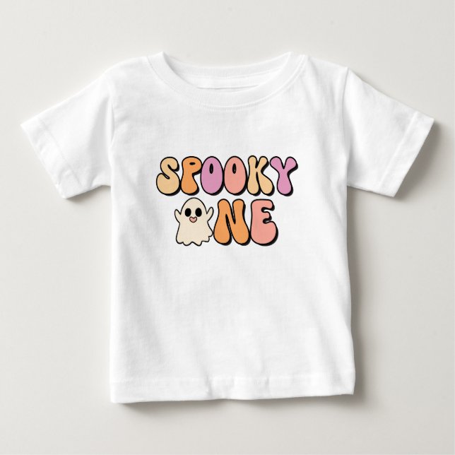 Retro Spooky One Birthday Baby T-Shirt (Front)