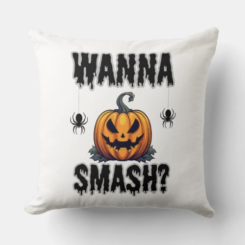 Retro Spooky Pumpkin Halloween Throw Pillow