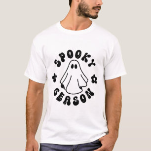 Retro Spooky Season Ghost Daisy Flower Circular Ty T-Shirt