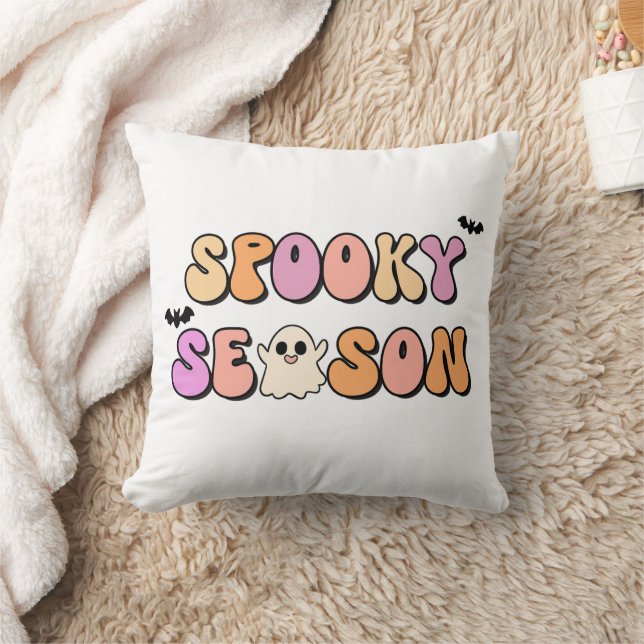 Retro Spooky Season Throw Pillow (Blanket)