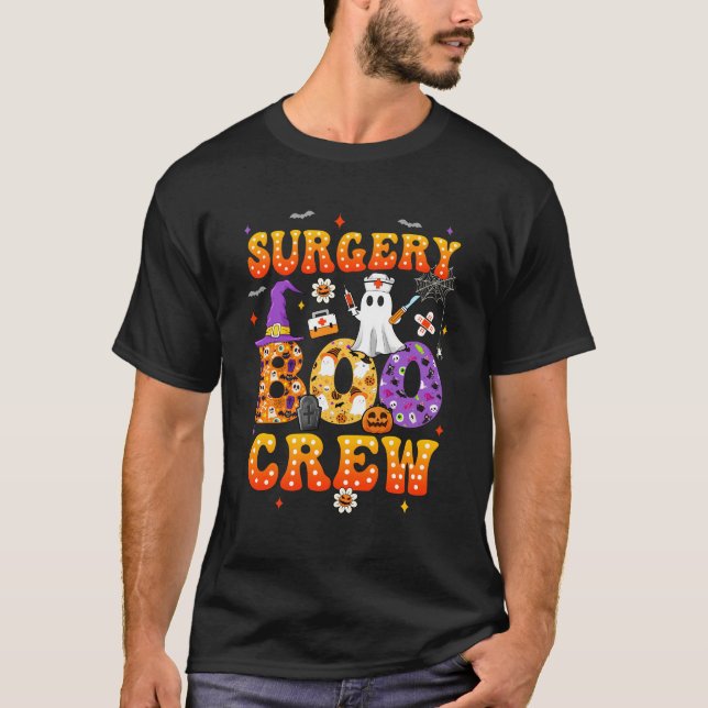 Retro Spooky Surgery Boo Crew Surgical Tech Nurse  T-Shirt (Front)