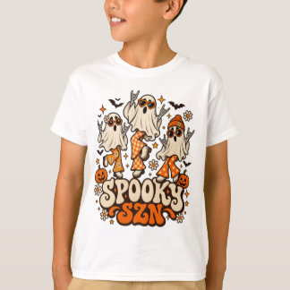 Retro Spooky SZN Ghosts | Groovy 70s Halloween Des T-Shirt