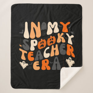 Retro Spooky Teacher Era Halloween  Sherpa Blanket