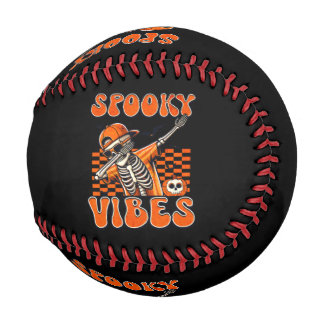 Retro Spooky Vibes Dabbing Skeleton Halloween Baseball