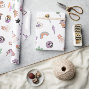 Retro Spooky Vibes Halloween  Wrapping Paper