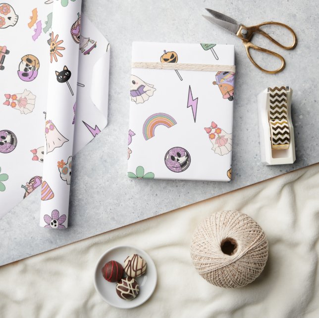 Retro Spooky Vibes Halloween  Wrapping Paper (Crafts)