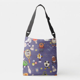 Retro Sport Squad: Vintage Cartoon Athletics Crossbody Bag