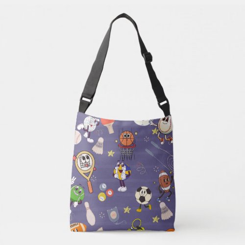 Retro Sport Squad: Vintage Cartoon Athletics Crossbody Bag