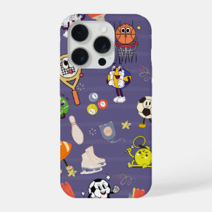 Retro Sport Squad: Vintage Cartoon Athletics iPhone 15 Pro Case
