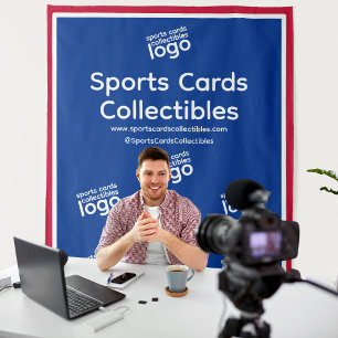 Retro Sports Cards Collectibles Logo Backdrop