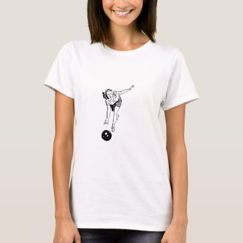 Retro Sports Girl Bowling T_Shirt