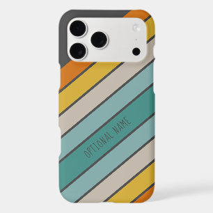 Retro Sporty stripes teal gold handwritten name iPhone 17 Pro Max Case