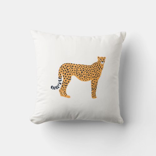 Retro Spotted Cheetah Wild Cat Portrait Art Throw Pillow