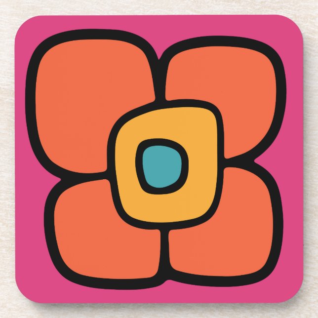 Retro Spring Blossom Beverage Coaster (Front)