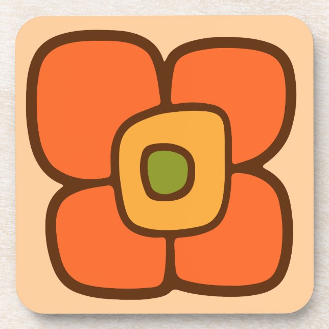 Retro Spring Blossom Beverage Coaster (Front)