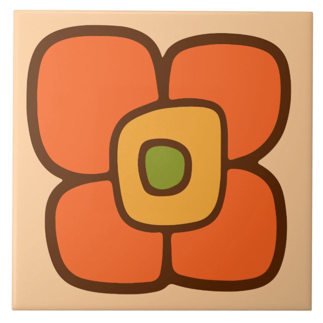 Retro Spring Blossom Ceramic Tile (Front)