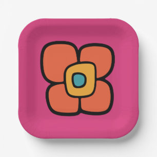 Retro Spring Blossom Paper Plates