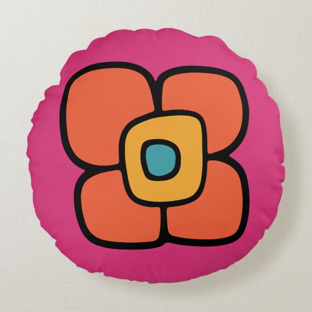Retro Spring Blossom Round Pillow (Front)