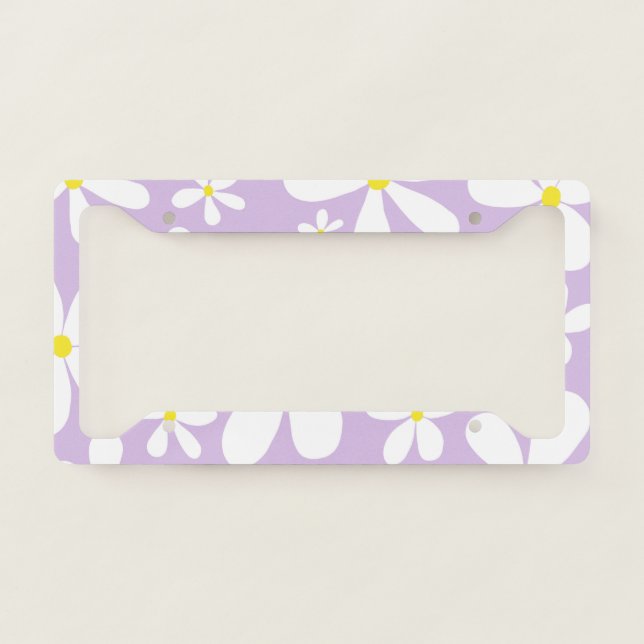 Retro Spring Daisies #1 #decor #art License Plate Frame (Front)