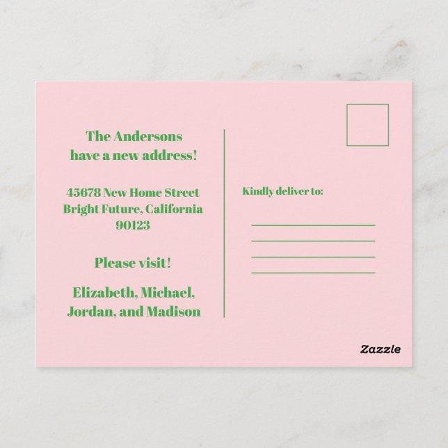 Retro Spring Floral New Address Postcard (Back)