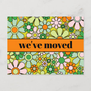 Retro Spring Floral New Address / We've Moved Postcard