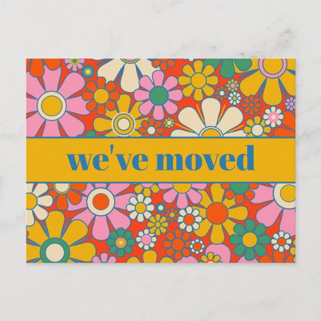 Retro Spring Floral New Address / We've Moved Postcard (Front)