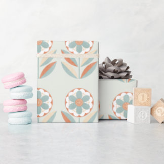 Retro Spring Flower in Sage Wrapping Paper