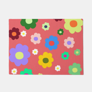 Retro Spring Flower Vintage Floral Entry Rug