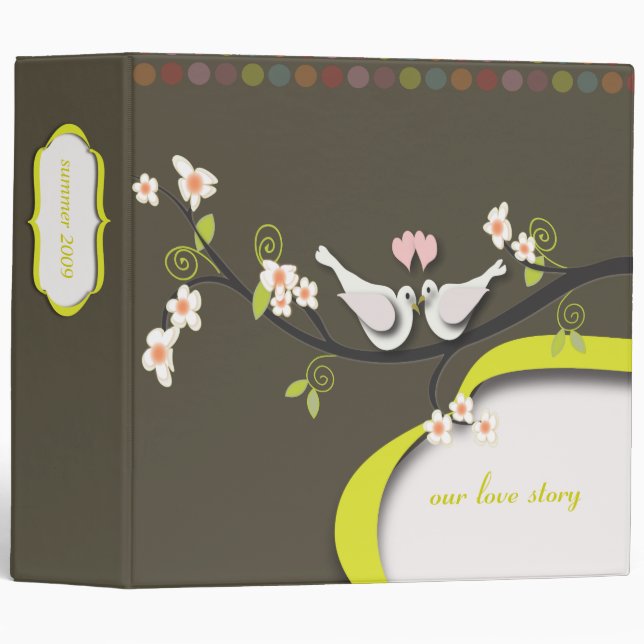 Retro spring flowers + love birds binder (Front/Spine)