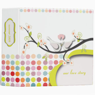 Retro spring flowers + love birds binder