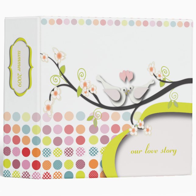 Retro spring flowers + love birds binder (Front/Spine)