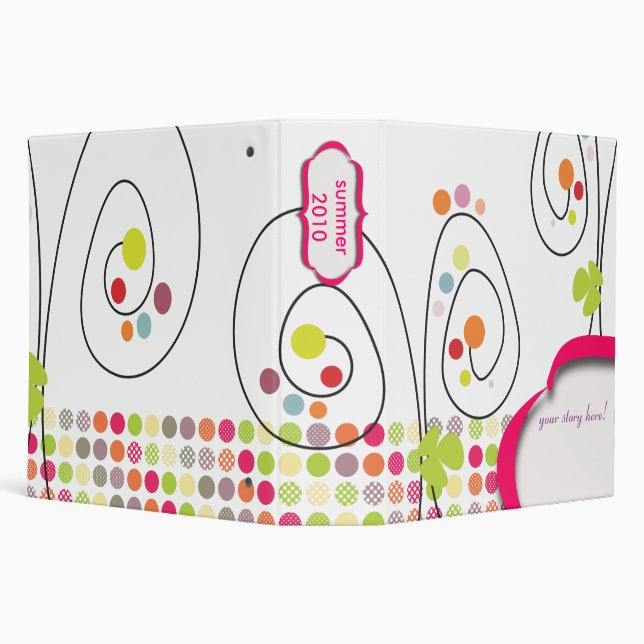 Retro spring flowers with polka dots 3 ring binder (Background)