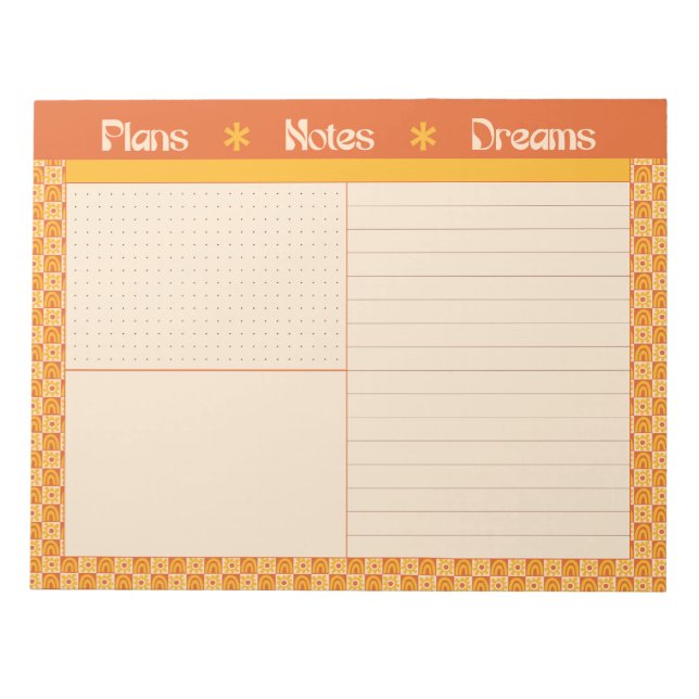 Retro Spring Hand Drawn Sunshine Plan and Dream Notepad (Front)