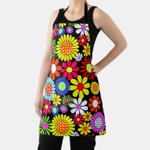 Retro spring hippie flower power  apron